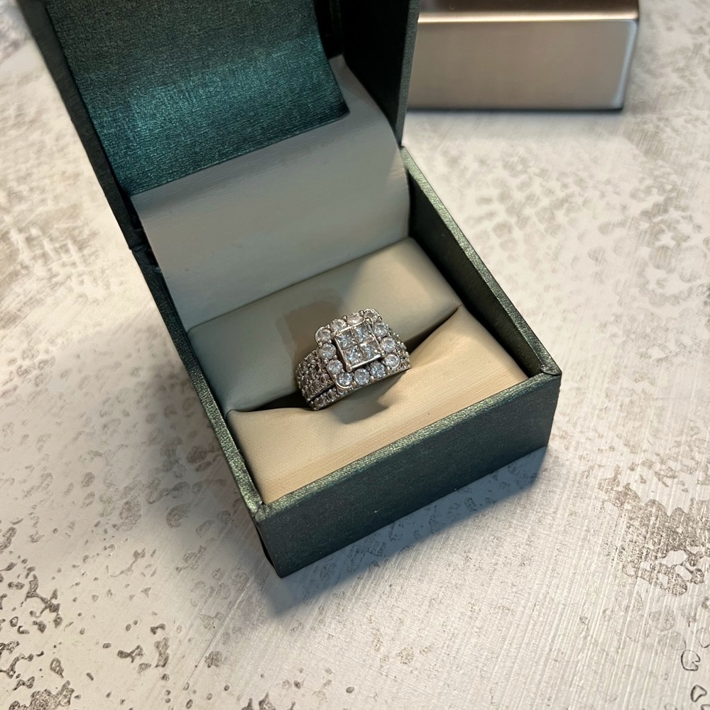 4.00 CT. T.W. Princess Cut Diamond Square Frame Ring in 14K White Gold